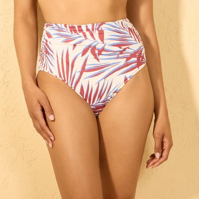 Women's Shirred High Waist Medium Coverage Bikini Bottom - Shade & Shore™ Multi