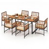 Tangkula 7PCS Dining Set Outdoor Acacia Wood Table w/ Soft Cushions Umbrella Hole Patio - 4 of 4