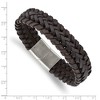 Black Bow Jewelry 17.5mm Stainless Steel Two Tone Brown Leather Braided Bracelet, 8.5 In - 4 of 4