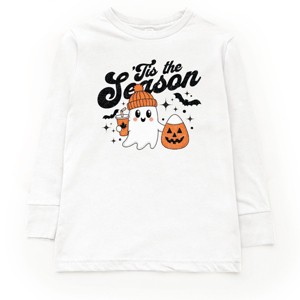 Tis The Season Ghost Retro - Toddler Long Sleeve Graphic Tee and Youth Long Sleeve Graphic T-Shirt - 1 of 3