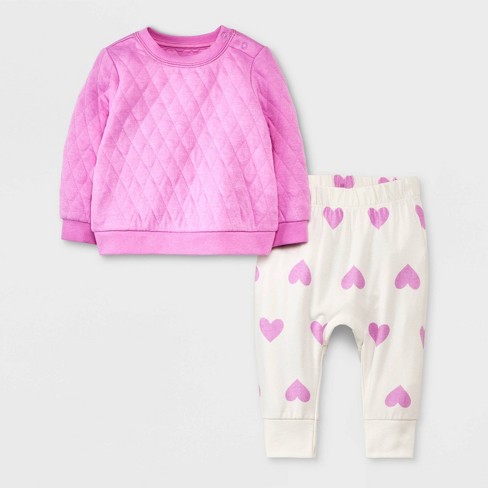 Baby Girls' Heart Top & Bottom Set - Cat & Jack™ Purple : Target