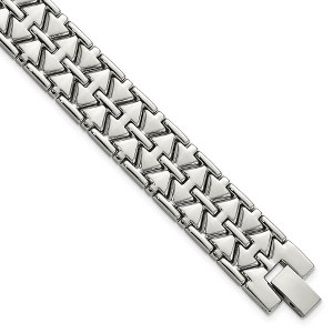 Black Bow Jewelry Men's 15mm Polished Stainless Steel Aztec Link Bracelet, 7.5 Inch - 1 of 4