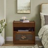 Sapphtopaz Nightstand with Open Shelf and 2 Drawers Mid Century Modern Entryway Table with Charging Station, Night Stand for Bedroom - 3 of 4
