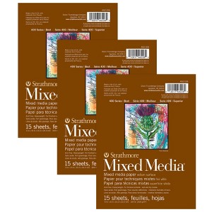 Strathmore 400 Series Mixed Media Pad, Glue Binding, 15 Sheet, 6x8 inch, Pack of 3 - 1 of 2