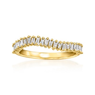 Pure Collection by Ross-Simons 0.45 ct. t.w. Baguette Lab-Grown Diamond Wavy Ring in 18kt Gold Vermeil