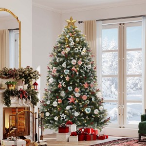 6ft Prelit Frosted Green Artificial Christmas Tree with 1838 Tips 80 Pine Cones & 80 Berries - 1 of 4