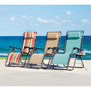 BrylaneHome Zero Gravity Chair Folding Outdoor Lounger Recliner + Pillow Ergonomic Comfort - 1 of 1