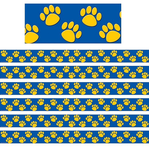 Teacher Created Resources Blue With Gold Paw Prints Border Trim 35 Feet ...