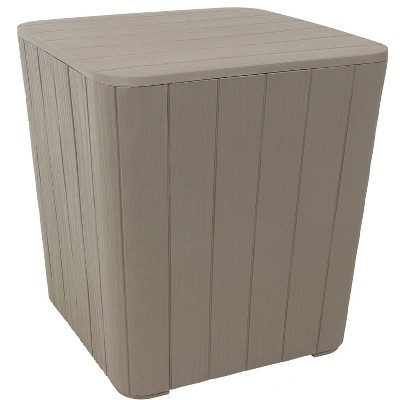 Sunnydaze Lockable Outdoor Small Deck Box with Storage and Side Handles - 32-Gal. - Driftwood