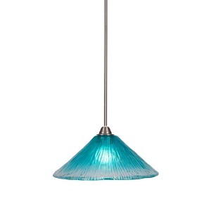 Toltec Lighting Paramount 1 - Light Pendant in  Brushed Nickel with 16" Teal Crystal Shade - 1 of 1