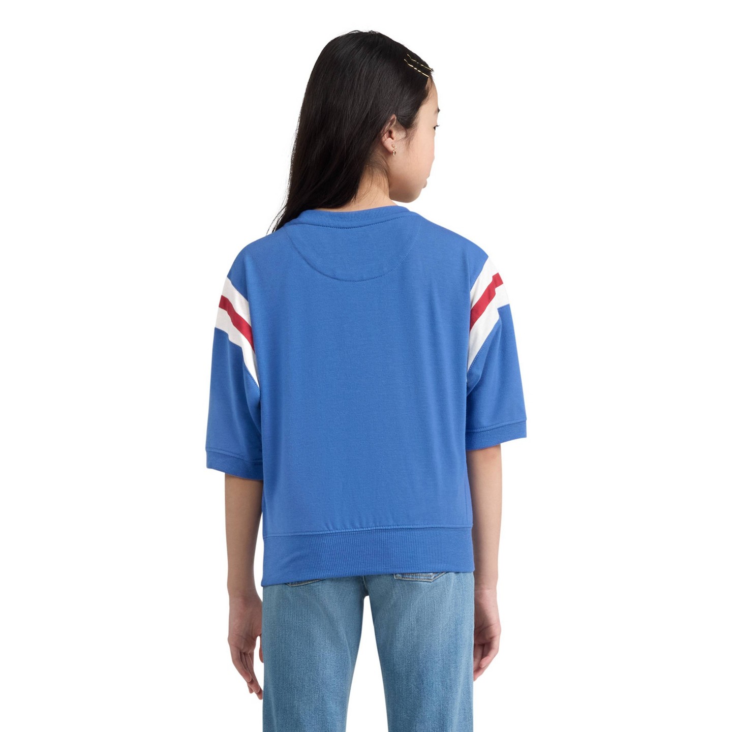 Топ Levi's Short Sleeve French Terry Varsity Top - Blue для девочек, цвет: Синий — фото 2