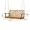Modern Twin Size Porch Swing Bed with Slatted Seat and Back, Natural Wood Hanging Daybed for Patio, Garden or Backyard-Maison Boucle - 4 of 4