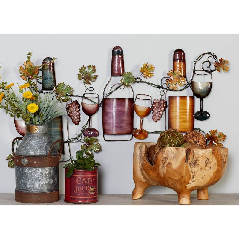 Metal Wine Wall Decor with Floral Detailing - Olivia &#38; May, 4 of 19
