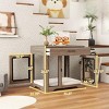 Dog Crate Furniture with Cushion and Drawer,Wooden Dog Kennel End Table with 2 Doors,Indoor Dog House for Small to Medium Dogs–LAOTIES - 3 of 4