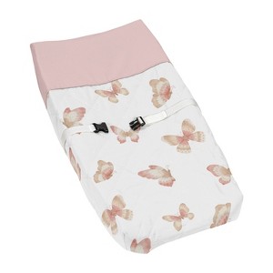 Sweet Jojo Designs Girl Changing Pad Cover Butterfly Pink and Taupe - 1 of 4