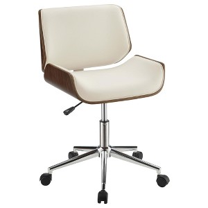 TiramisuBest Ecru and Walnut Swivel Office Chair, Modular Sectional Sofa with Storage, Sideboard Buffet Style Design for Living Room - 1 of 4