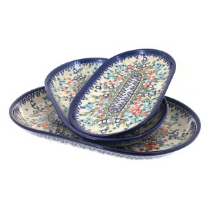 Blue Rose Polish Pottery 8600 Vena 3 Piece Oval Serving Set - 1 of 1