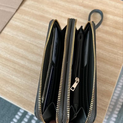  SWASHA Women's Wallet Genuine Leather Unisex Credit Card Holder  Wallets for Women Double Zipper Card Bag (Color : Black) : Clothing, Shoes  & Jewelry