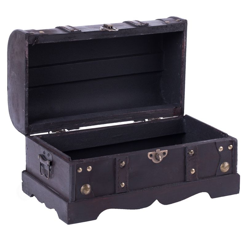 Vintiquewise Small Pirate Style Wooden Treasure Chest, 3 of 6