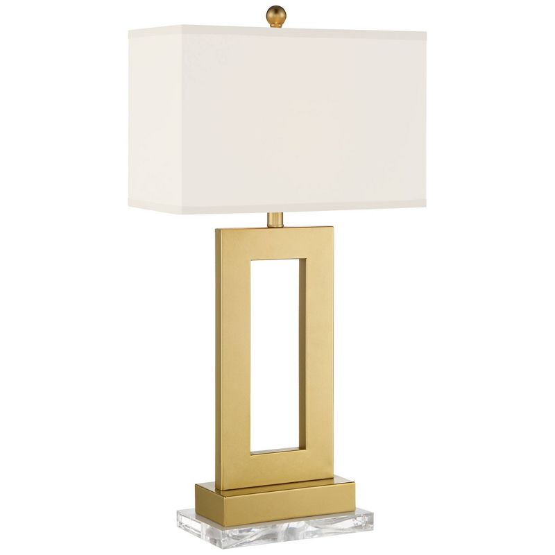 360 Lighting Marshall Modern Table Lamp with Clear Riser 30" Tall Gold Oatmeal Rectangular Shade for Bedroom Living Room Bedside Nightstand Office, 1 of 8