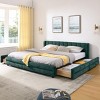 King Upholstered Bed Frame with Storage Drawers & Chenille Headboard, Modern Platform with Solid Wood Slats-3irtyhousy - 2 of 4