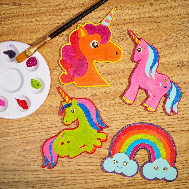 Bright Creations 24 Pieces Unfinished Wood Cutouts for Crafts, Wooden Unicorn Rainbow for Home Decor, Party Decorations, 3.8 x 5.5 in, 2 of 8