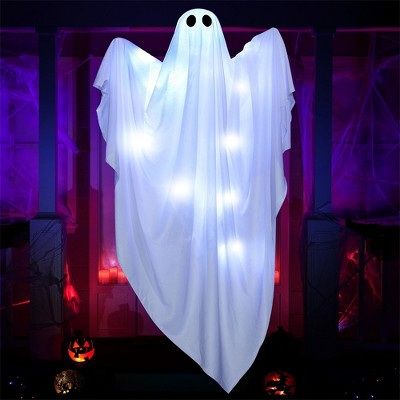 Joyfy 47’’ Halloween Hanging White Ghost Outdoor Decoration, Halloween Hanging Ghost for Haunted House Prop, Front Yard Lawn Party Decor