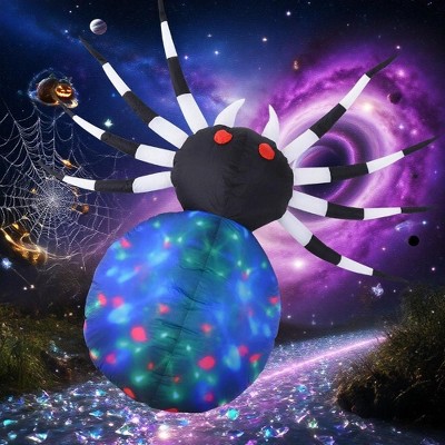 Whisen Halloween Inflatables Outdoor Decorations Multicolor Red-Eyed Spider, Blow Up LED Yard Decor - Multicolor