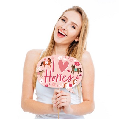 Big Dot of Happiness Funny Run Wild Horses - Pony Birthday Party Photo Booth Props Kit - 10 Piece