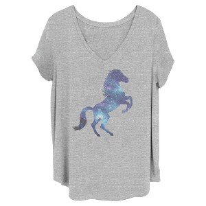 Juniors Womens Lost Gods Galaxy Horse Silhouette T-Shirt - 1 of 4