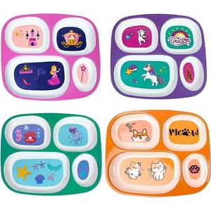 Dinner Plates for Girls: Toddler Plates, Baby Essentials, Kids Plates and Bowls Sets, Non-Toxic Plate for Toddlers, Divided Plates, Dinosaur Utensils - 1 of 4