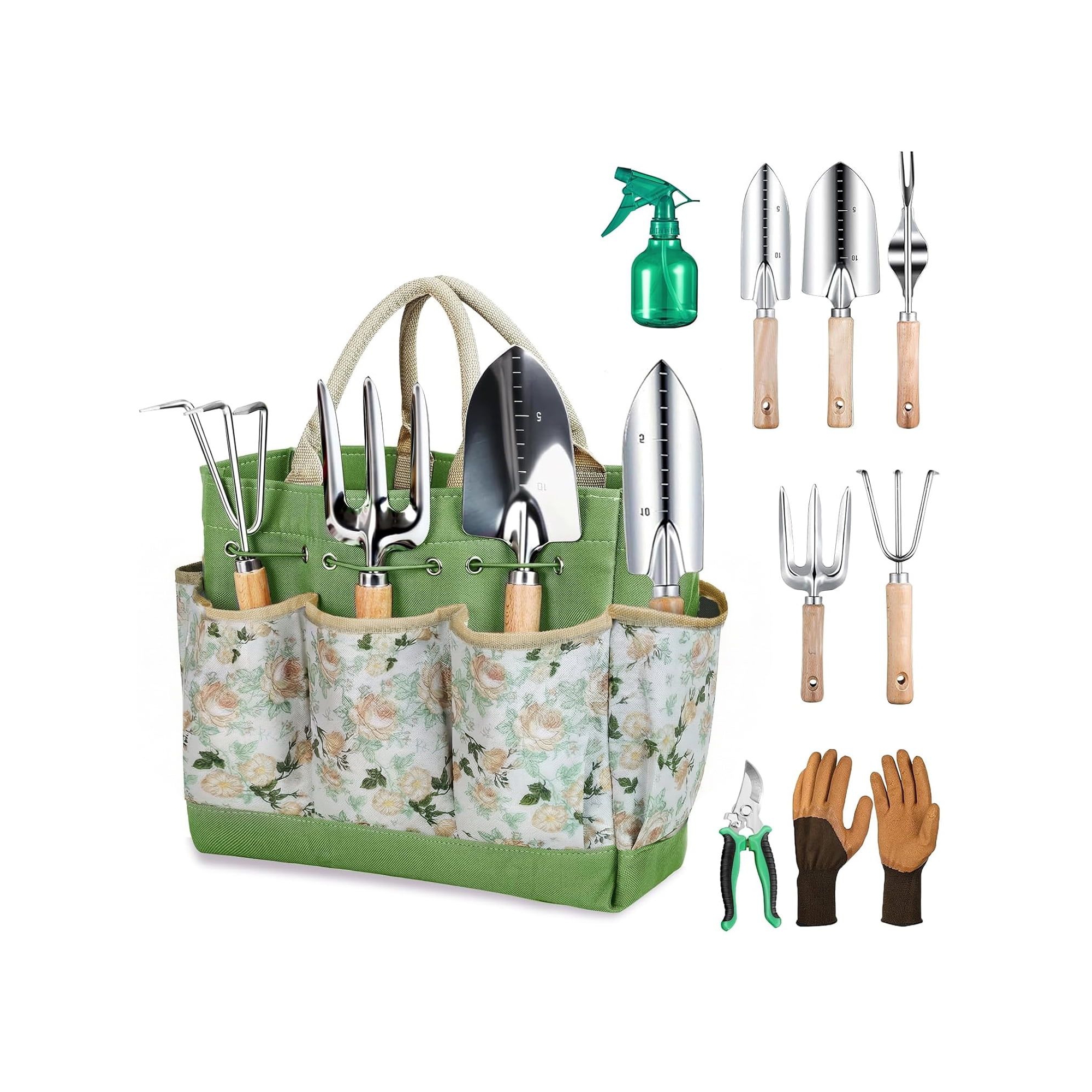 Swtroom 9-Piece Stainless Steel Garden Tools Set - Rust-Proof Ergonomic Gardening Kit with Storage Bag for Women & Men