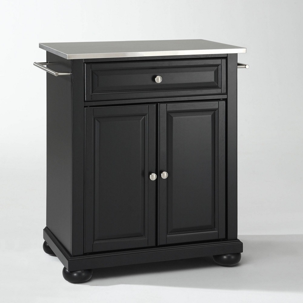 Photos - Kitchen System Crosley Alexandria Stainless Steel Top Portable Kitchen Island/Cart Black - Crosle 