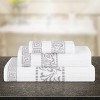 100% Cotton Medium Weight Floral Infinity Trim 3 Piece Bathroom Towel Set by Blue Nile Mills - 2 of 4