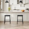 Bar Stools, 24" Set of 2 Bar Stools, PU Leather Upholstered, Easy Assembly, Suitable for Kitchen, Bar, Dining Room, Black - 2 of 4