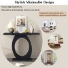 39" Modern Wood Entryway Console Table,Side Table with Egg-Shaped Base and Acacia Veneer,Accent Table for Living Room or Bedroom-Coolbibila - 3 of 4