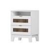 LIVAREEmlen 2-Drawer Farmhouse Wooden Nightstand with Wooden Strip Stickers Decoration and Metal Handle Side Table with Storage Cabinet for Bedroom - 4 of 4