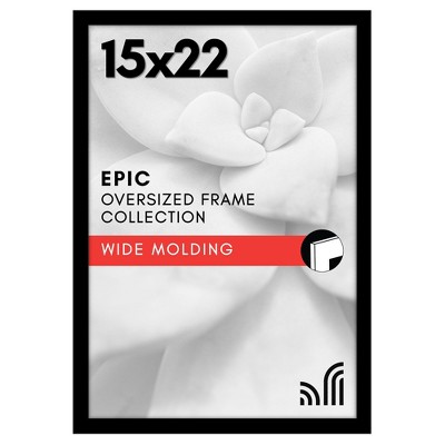 Americanflat 15x22 Picture Frame with Polished Plexiglass - Black Picture Frame - Wide Photo Frames Made of Engineered Wood - Epic - Black