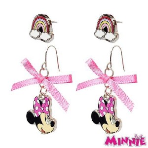 Disney Minnie Earrings for Girls – 1 Stud & 1 Drop – Minnie Mouse Hypoallergenic Earrings – Ages 4+ - 1 of 4