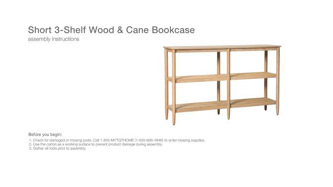 Wood & Cane 3-Shelf Console Bookcase - Hearth & Hand™ with Magnolia, 6 of 13, play video