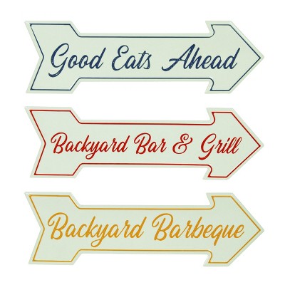 Transpac Metal Backyard Arrow Decor Set of 3 Spring Home Decorations