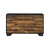 Dresser with 6 Drawers and Block Pattern Gray/Brown - Benzara: Wood Frame, Metal Bar Pulls, Bracket Feet - image 2 of 4