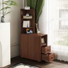 JUJABU Tall Corner End Table with Drawers & Open Shelves, Side Table for Bedroom - Walnut - 3 of 4