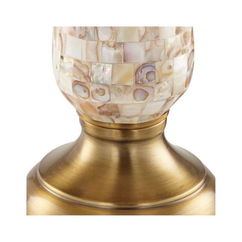 Barnes and Ivy Berach Coastal Table Lamp 29 3/4" Tall Mother of Pearl Mosaic Tapered Drum Shade for Bedroom Living Room Bedside Nightstand Office Kids, 5 of 6