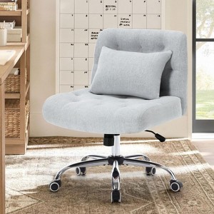 NicBex Armless Home Office Chair with Adjustable Height Modern Fabric Computer Chair with Lumbar Pillow for Office, Study, Bedroom, Light Gray - 1 of 4