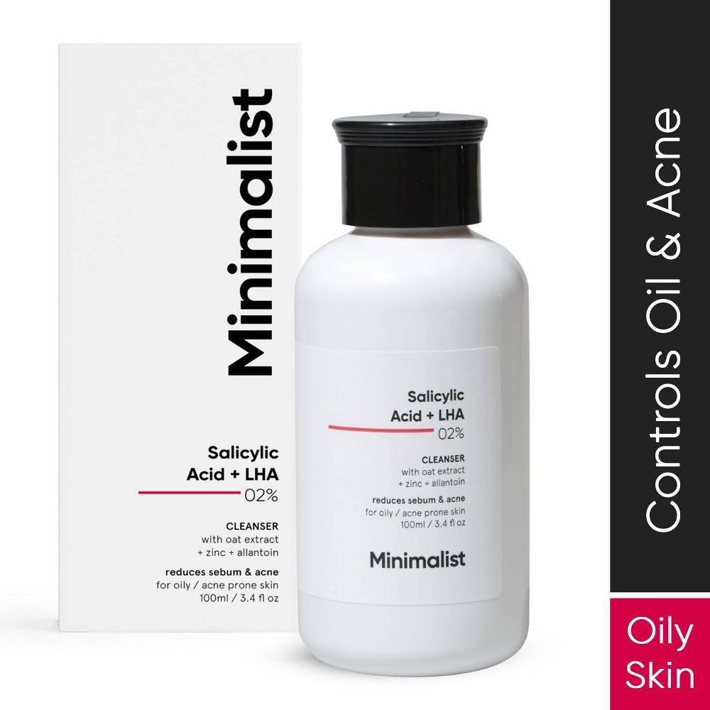 Minimalist Salicylic Acid + LHA 2% Cleanser - 3.4 fl oz: Sulfate-Free, Cream Form, Oily/Acne-Prone Skin, Unscented
