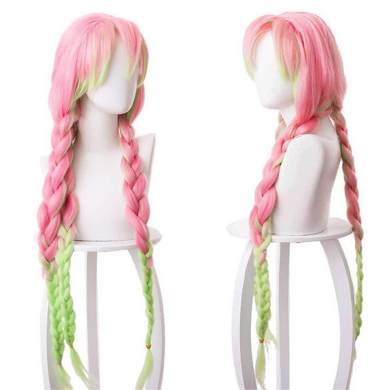 Unique Bargains Women's Wigs 31" Pink Green with Wig Cap, 4 of 7