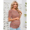 Clearlove Maternity Casual Shirts Women's Puff Short Sleeve T-Shirt Pregnancy Striped Ruched Side Tunic Top - 3 of 4