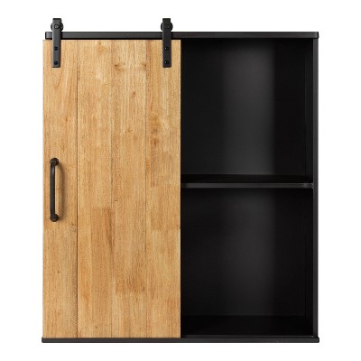 24" x 7.25" x 28" Samuels Decorative Wood and Metal Wall Cabinet Charcoal/Rustic Brown - Kate & Laurel All Things Decor