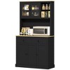 HOMCOM Freestanding Kitchen Cabinet with Wide Countertop, Tall Pantry Cabinet with Adjustable Shelves, Modern Hutch for Dining Room, Black - 4 of 4